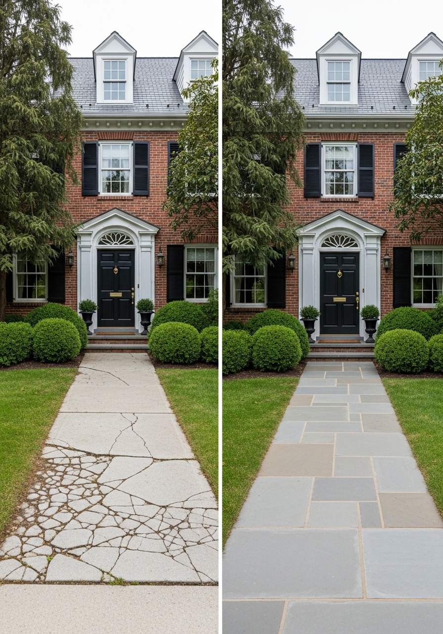 Cracked concrete → Flagstone