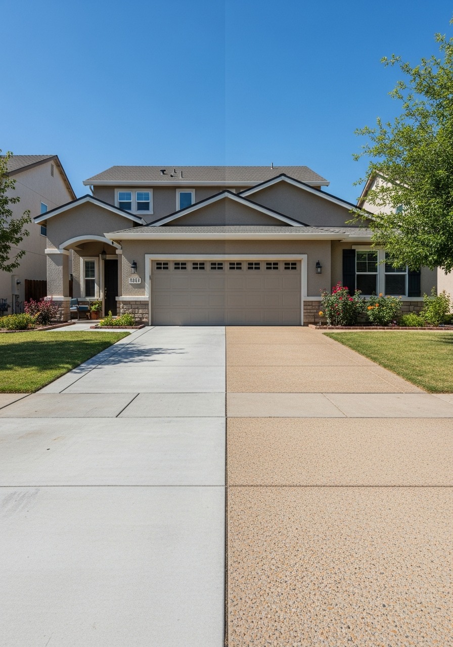 Plain pour → Exposed aggregate