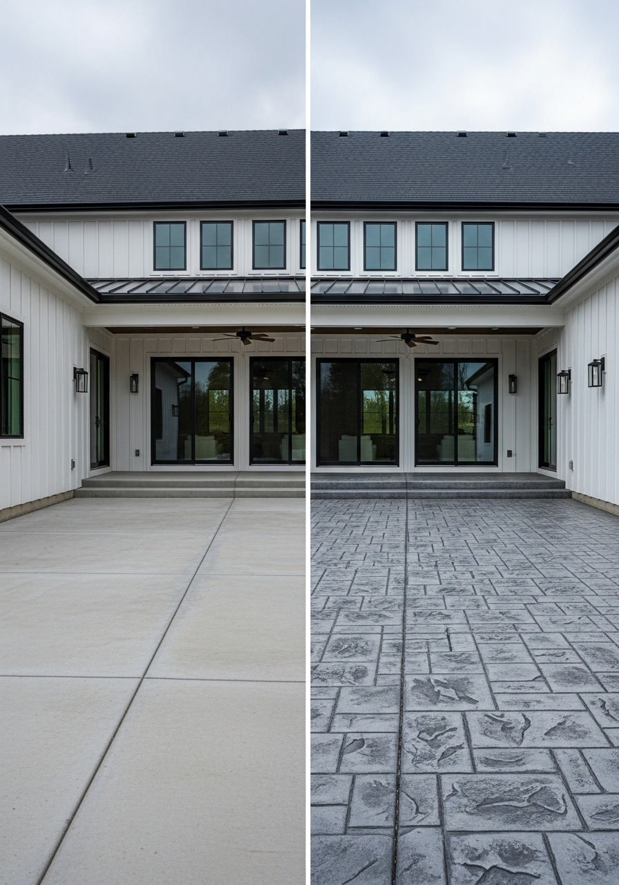 Plain slab → Stamped grey